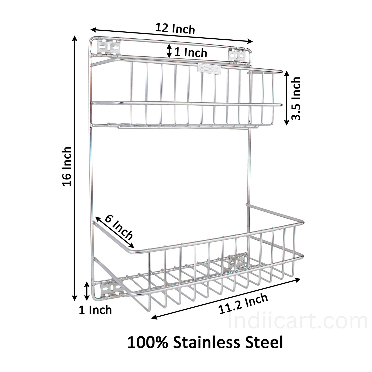 IndiiCart Stainless Steel Wall Mounted Bathroom Rack