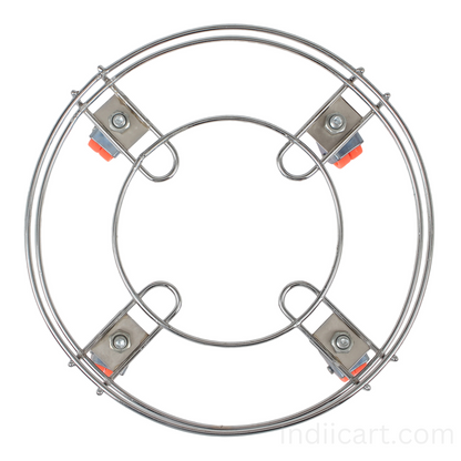 IndiiCart Heavy-Duty Wheels Stainless Steel Gas Cylinder Trolley Stand (Silver, Orange)