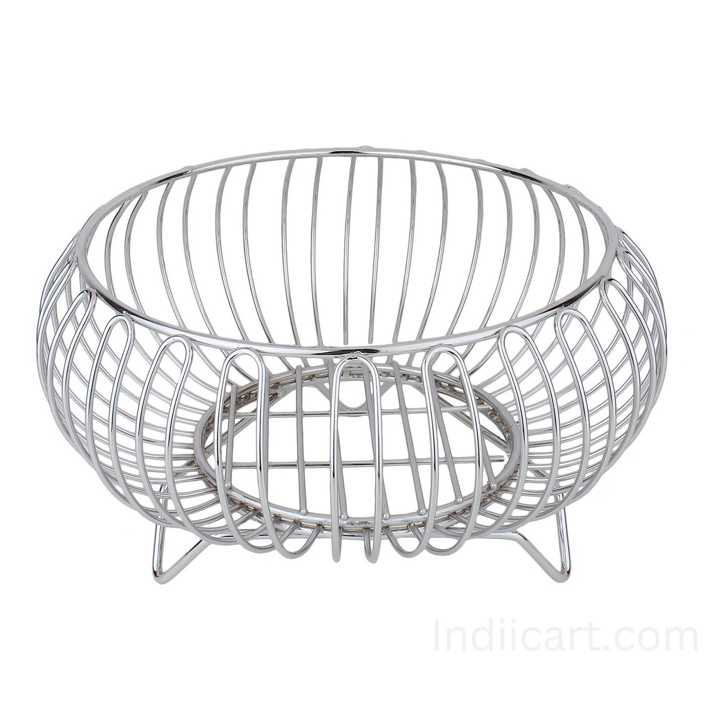 IndiiCart Stainless Steel Round Basket for Dining Table - 3 Kg Potato Capacity (3 Kilograms)