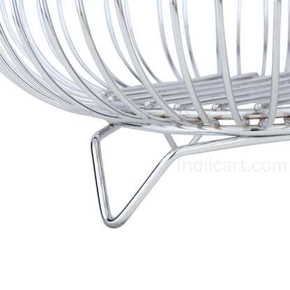 IndiiCart Stainless Steel Round Basket for Dining Table - 3 Kg Potato Capacity (3 Kilograms)