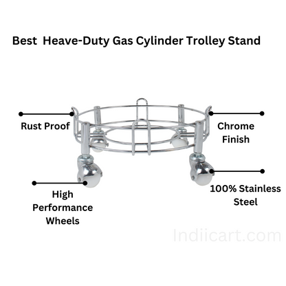 IndiiCart Heavy-Duty Stainless Steel Gas Cylinder Trolley Stand